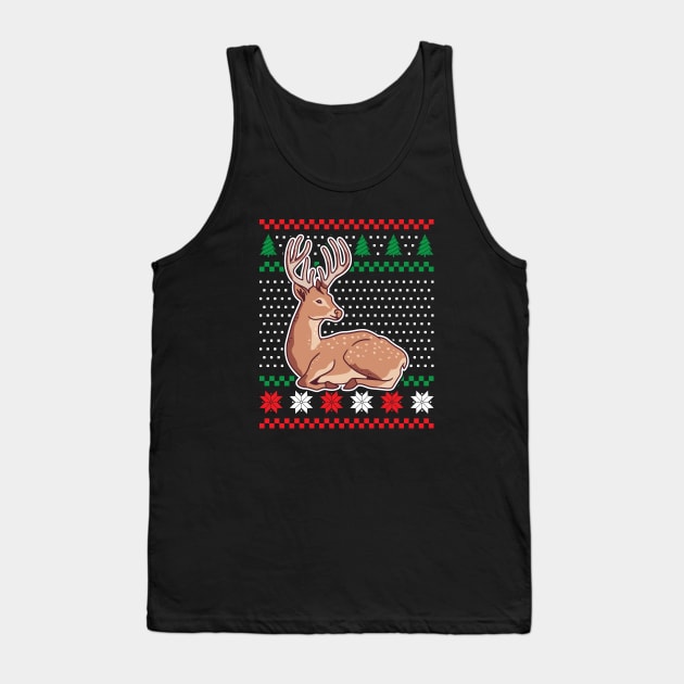 Ugly Christmas Sweaters Deer Tank Top by JS Arts